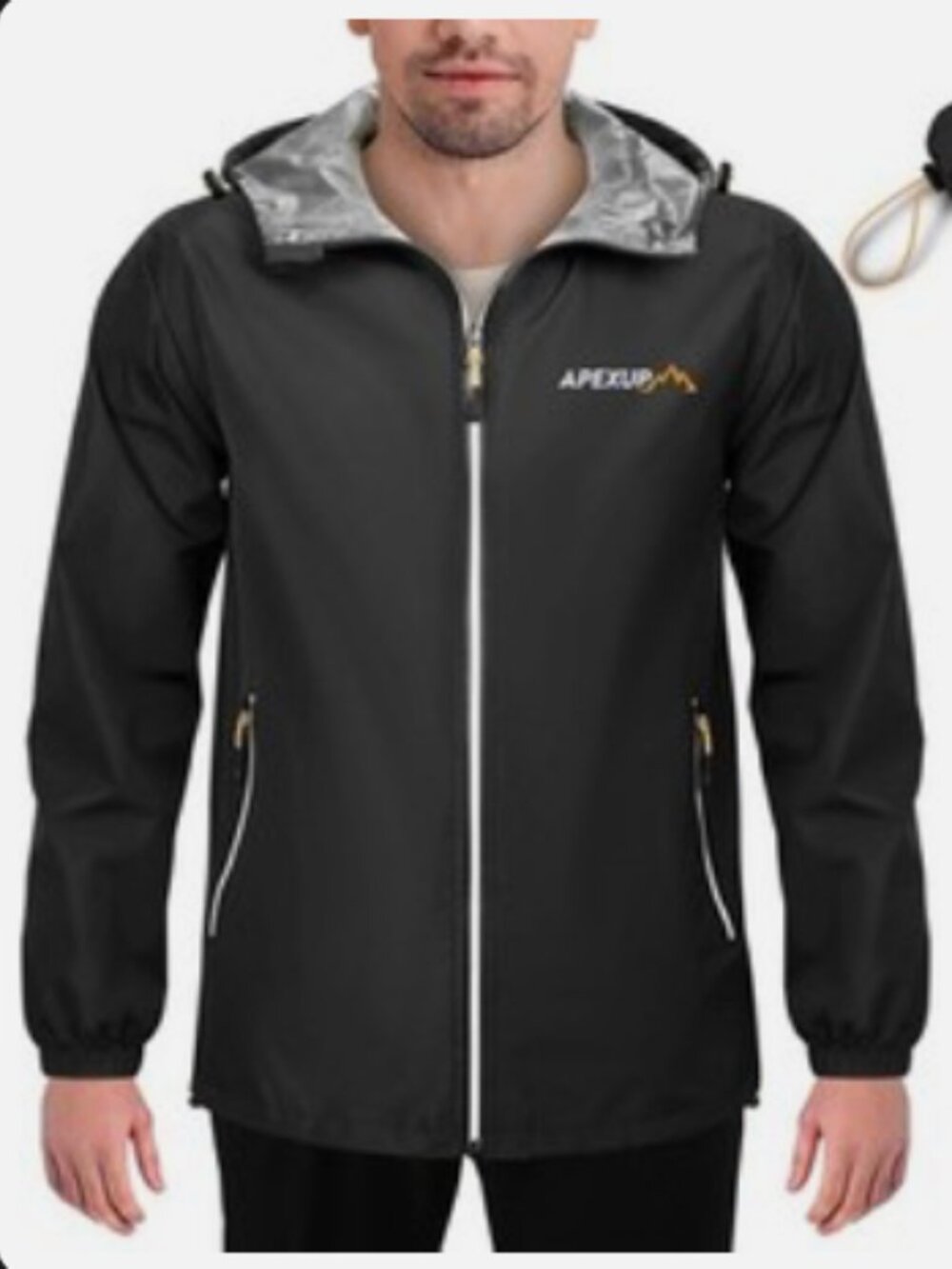 APEXUP Packable Rain Jacket (2XL, Black)